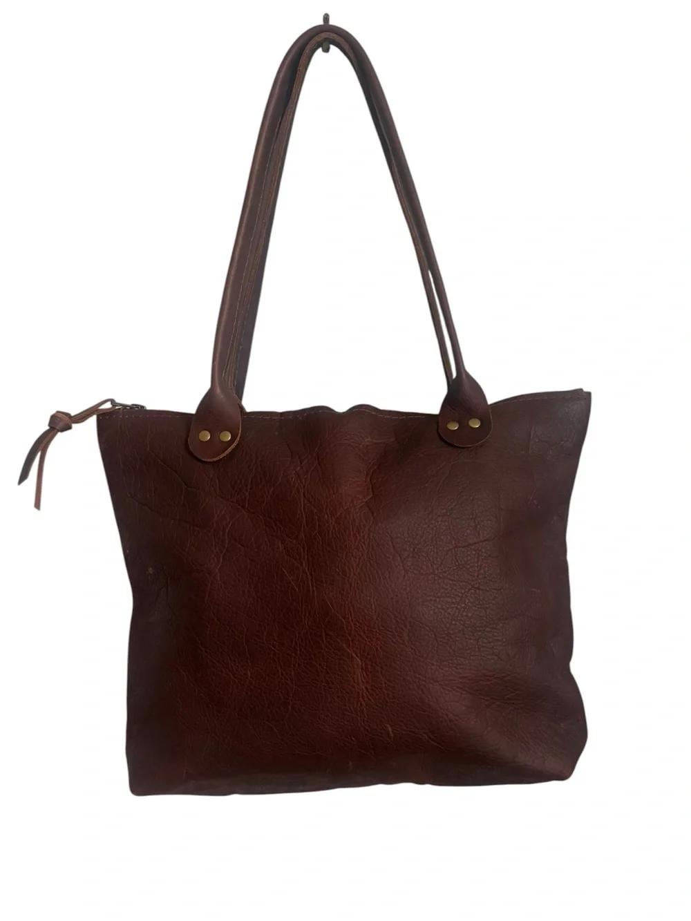 Hawks and Doves SHORT BROWN PORTER Leather Tote in Dark Brown